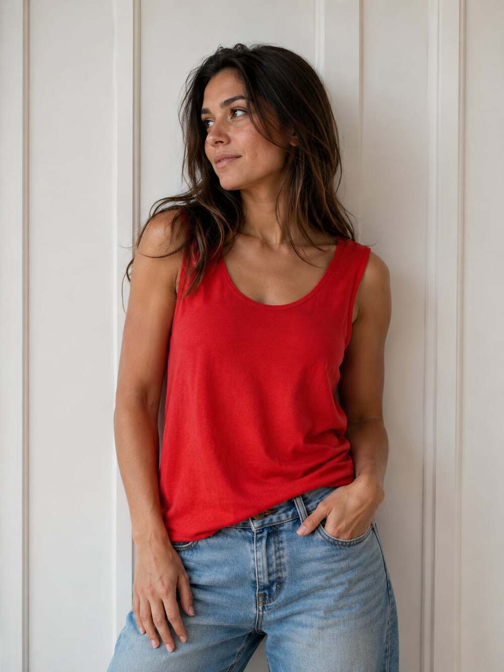 Chico's Travelers Scoop Neck Tank Top Size 2 (US 12/14) Red